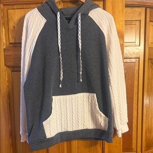 SHEIN Gray and Cream Hoodie Jacket